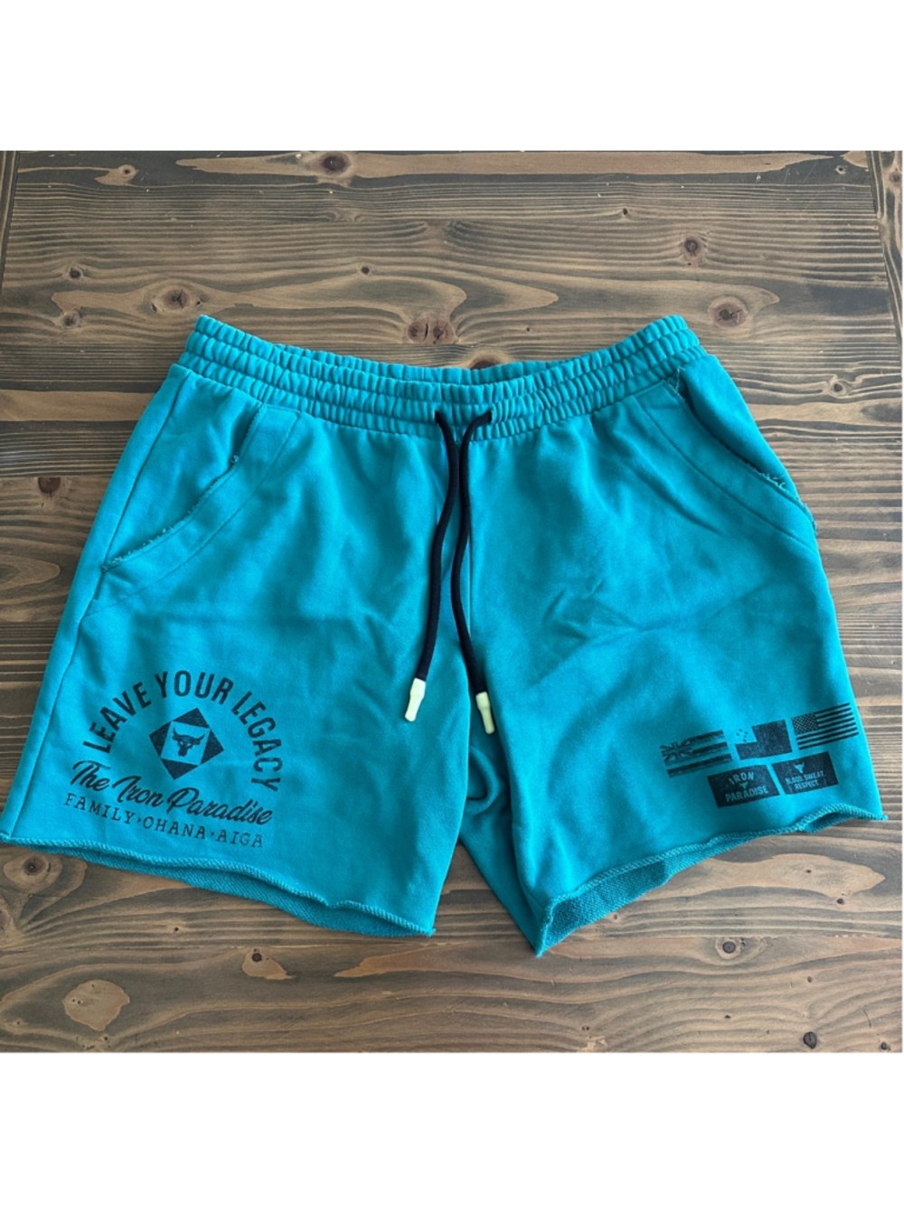 Under Armour Project Rock Athletic Shorts Mens L Teal Gym Training